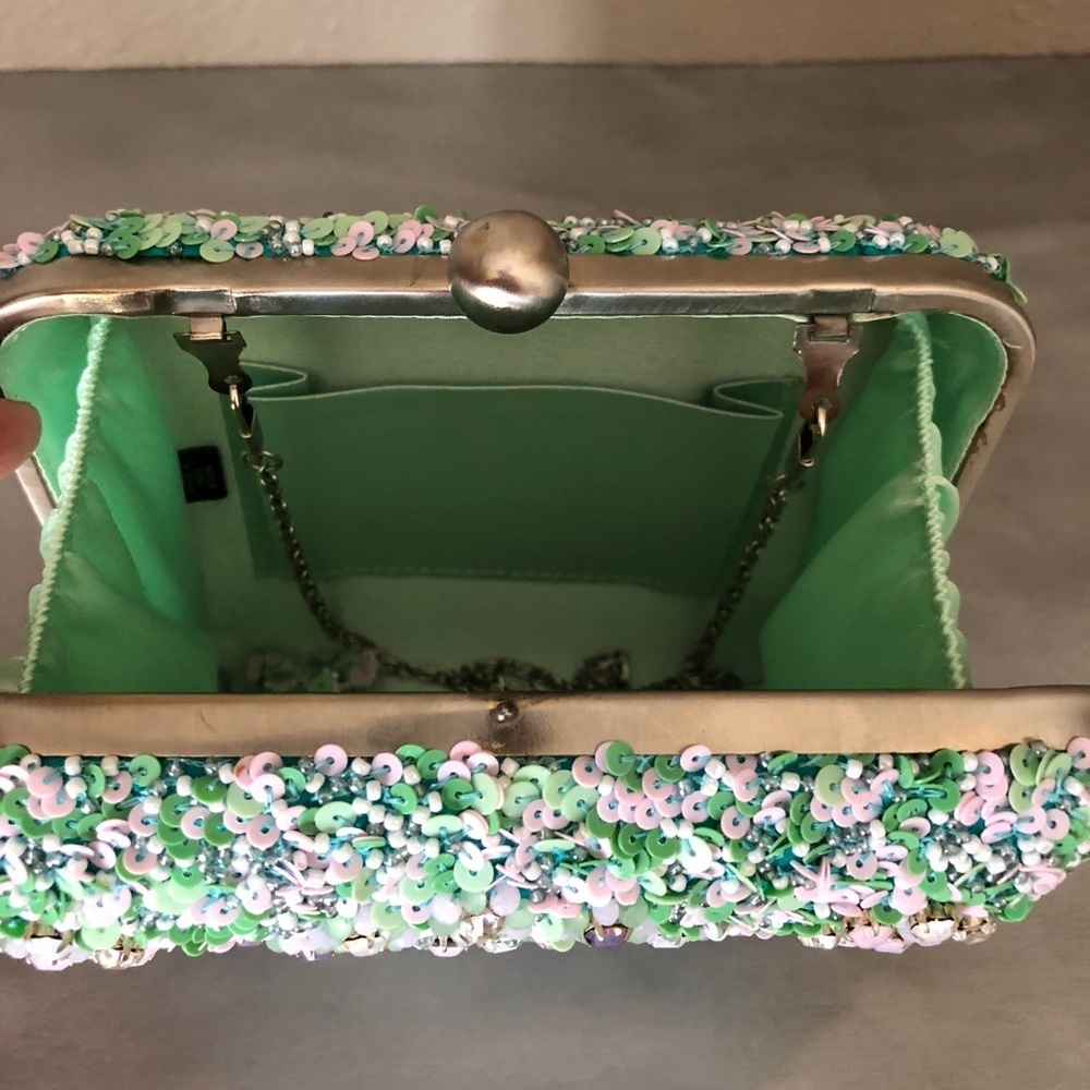 G-Lish Beaded & Sequined Squared Hard Case Clutch - Picture 7 of 7